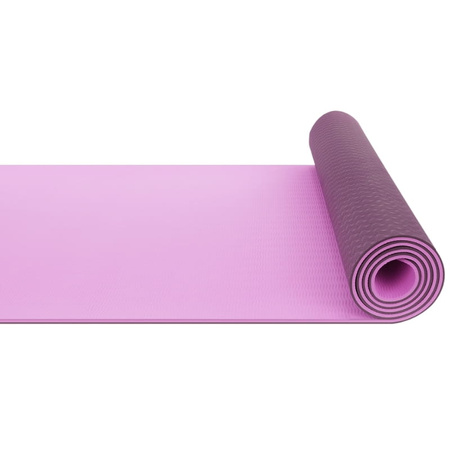 Mata TPE do ćwiczeń fitness jogi karimata - pink/violet - 0,6cm