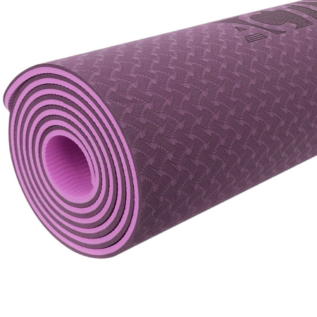 Mata TPE do ćwiczeń fitness jogi karimata - pink/violet - 0,6cm