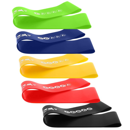 Zestaw 5 gum do ćwiczeń mini band lateksowe fitness + GRATIS