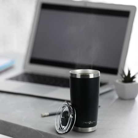 Duży kubek termiczny stalowy 600ml - black