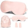Jedwabna opaska na oczy wygodna do spania - pink