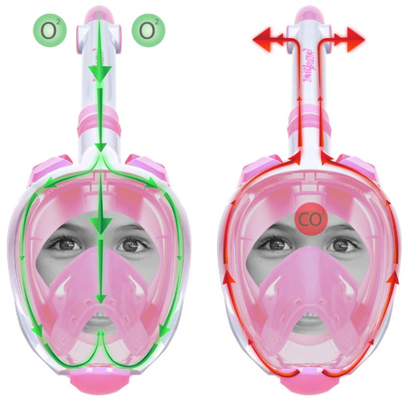 Maska do nurkowania dla dzieci pełnotwarzowa nie paruje - pink