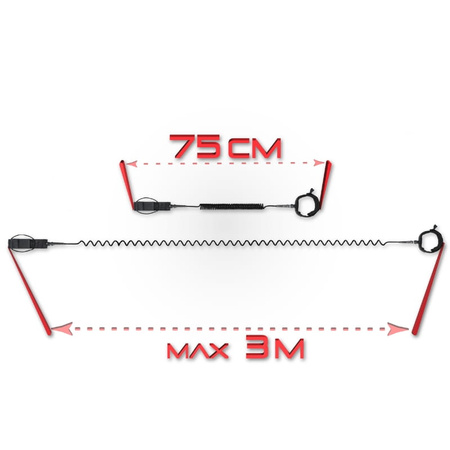 Linka bezpieczeństwa leash do deski SUP smycz 3m - black