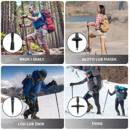 Kije trekkingowe kijki nordic walking regulowane - black