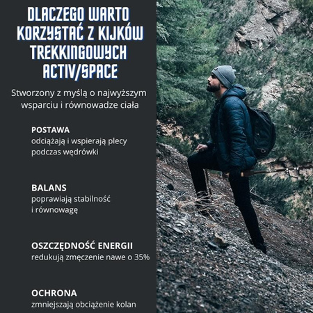 Kije trekkingowe kijki nordic walking regulowane - black