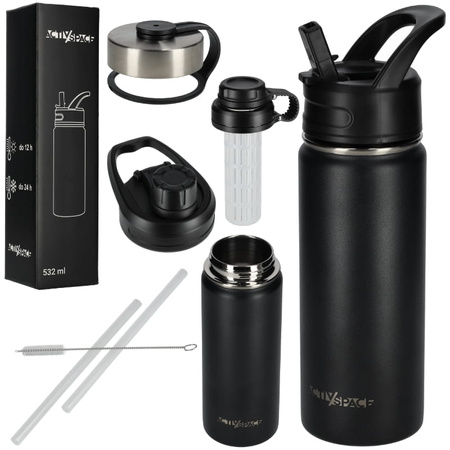 Bidon kubek termiczny stalowy 532 ml - black