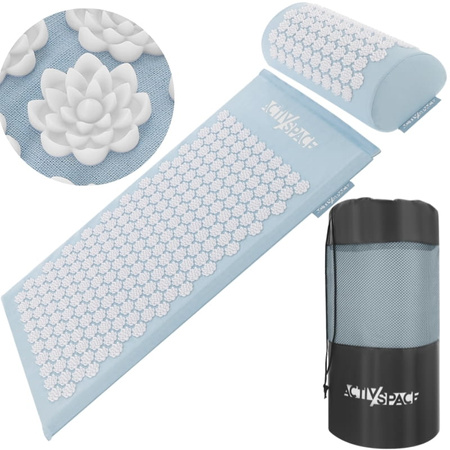 Mata do akupresury z poduszką na ból stres - zestaw niebieski
