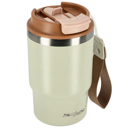 Kubek termiczny ze słomką ustnikiem na kawę herbatę szczelny 480ml - beige