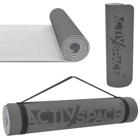 Mata TPE do ćwiczeń fitness jogi karimata - black/grey - 0,6cm