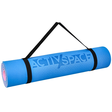 Mata TPE do ćwiczeń fitness jogi karimata - pink/blue - 0,6cm