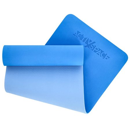 Mata TPE do ćwiczeń fitness jogi gruba karimata - blue - 1cm