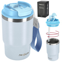 Kubek termiczny ze słomką ustnikiem na kawę herbatę szczelny 480ml - blue