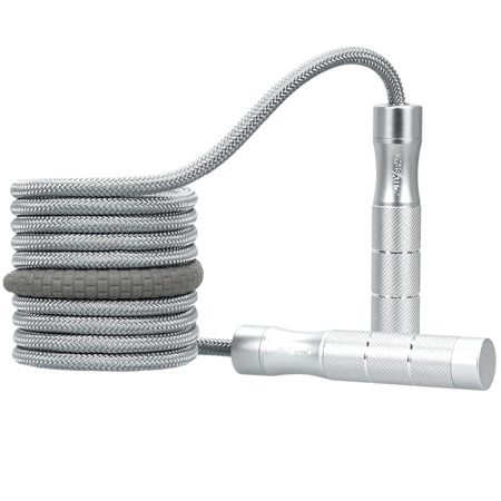 Skakanka bokserska regulowana aluminiowa z łożyskami – silver S08