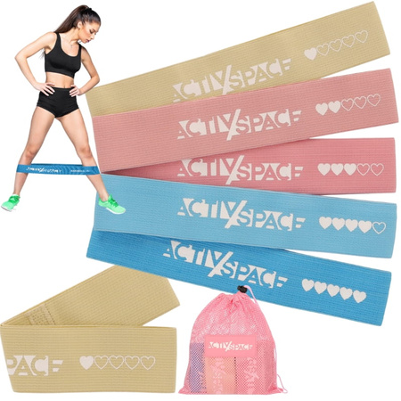 Zestaw 5 gum taśm MATERIAŁOWYCH mini band do ćwiczeń - pink