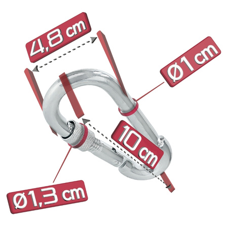 Karabińczyk stalowy z blokadą karabinek szekla 10cm – silver K04