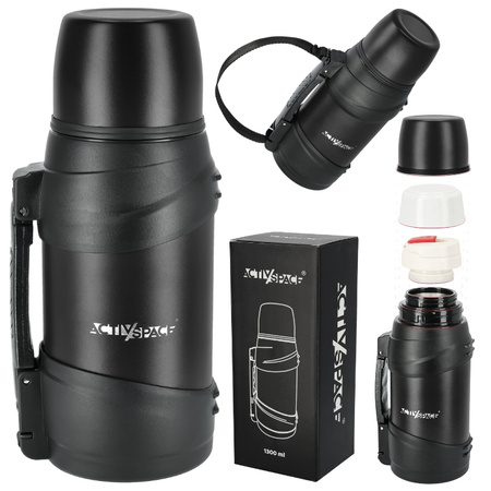 Termos turystyczny próżniowy duży 1300ml - black