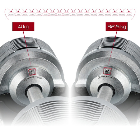 Sztangielka regulowana 32,5kg z regulacją co 1,5kg – 20w1