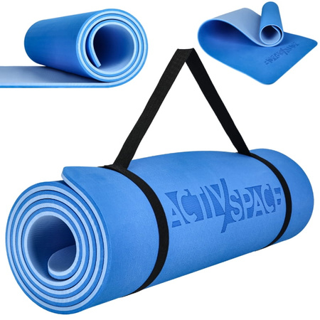 Mata TPE do ćwiczeń fitness jogi gruba karimata - blue - 1cm