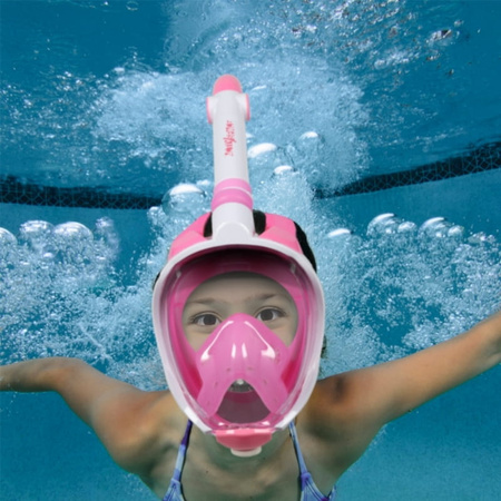 Maska do nurkowania dla dzieci pełnotwarzowa nie paruje - pink