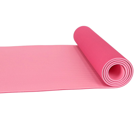 Mata TPE do ćwiczeń fitness jogi karimata - pink/rose - 0,6cm