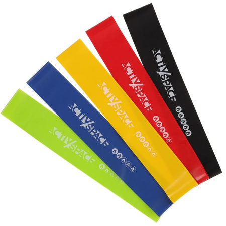 Zestaw 5 gum do ćwiczeń mini band lateksowe fitness + GRATIS