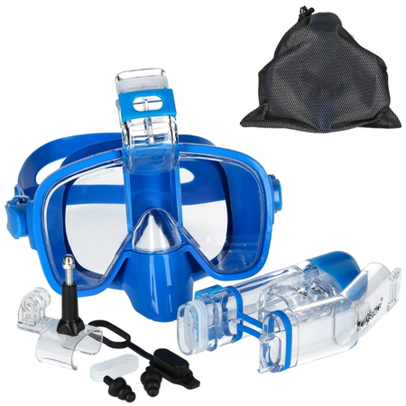 Maska do nurkowania zestaw 2w1 gogle do pływania - L/XL - blue