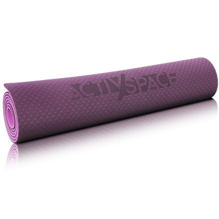 Mata TPE do ćwiczeń fitness jogi karimata - pink/violet - 0,6cm