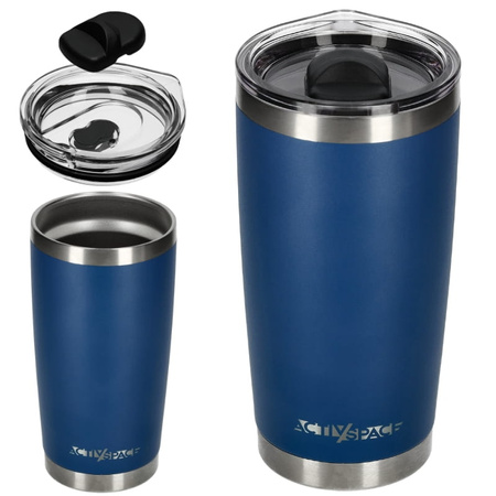 Duży kubek termiczny stalowy 600ml - blue