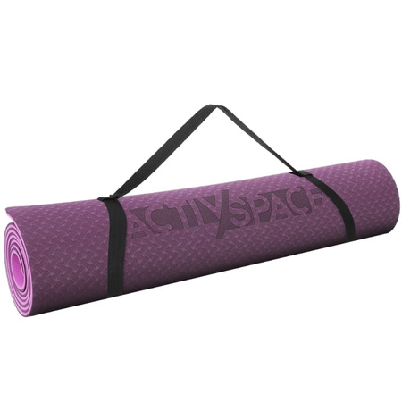 Mata TPE do ćwiczeń fitness jogi karimata - pink/violet - 0,6cm