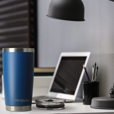Duży kubek termiczny stalowy 600ml - blue