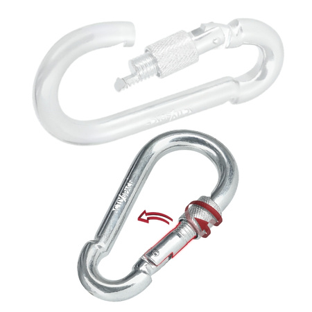 Karabińczyk stalowy z blokadą karabinek szekla 10cm – silver K04