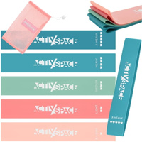 Zestaw 5 gum oporowych do ćwiczeń mini band lateksowe pink + GRATIS