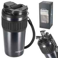 Kubek termiczny ze słomką ustnikiem szczelny premium 630ml - dark grey