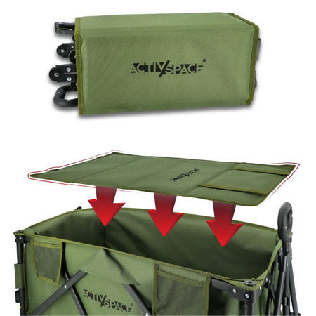 Wózek turystyczny kempingowy plażowy składany premium - army green