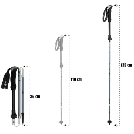Kijki trekkingowe regulowane grey - Składane K06