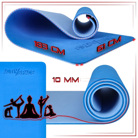 Mata TPE do ćwiczeń fitness jogi gruba karimata - blue - 1cm