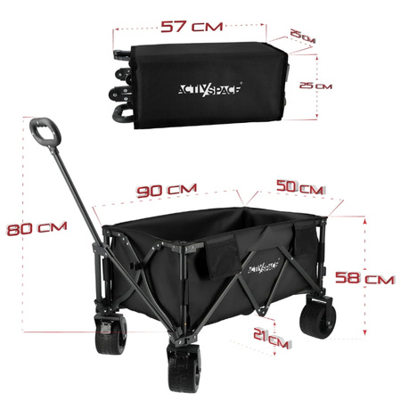 Wózek turystyczny kempingowy plażowy składany premium - black