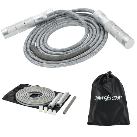 Skakanka bokserska regulowana aluminiowa z łożyskami – silver S08