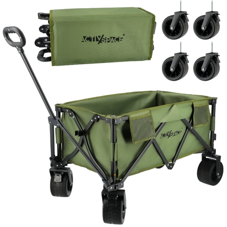 Wózek turystyczny kempingowy plażowy składany premium - army green