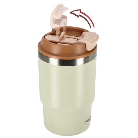 Kubek termiczny ze słomką ustnikiem na kawę herbatę szczelny 480ml - beige