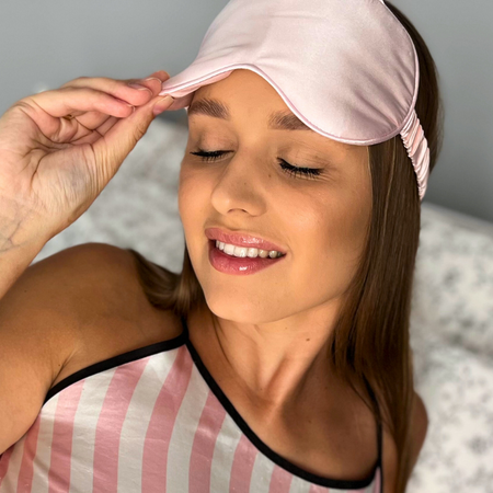 Jedwabna opaska na oczy wygodna do spania - pink