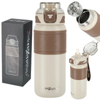 Kubek termiczny ze słomką szczelny antypoślizgowy 500ml - beige