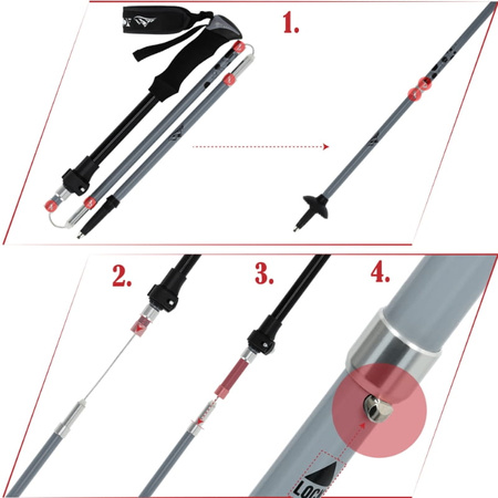 Kijki trekkingowe regulowane grey - Składane K06