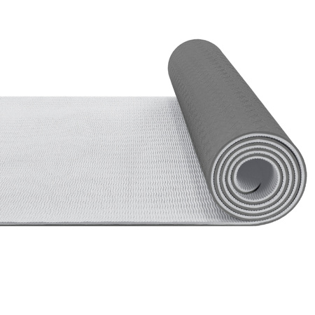 Mata TPE do ćwiczeń fitness jogi karimata - black/grey - 0,6cm