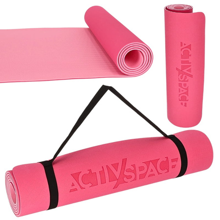 Mata TPE do ćwiczeń fitness jogi karimata - pink/rose - 0,6cm
