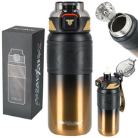 Kubek termiczny ze słomką szczelny antypoślizgowy 500ml - black gold