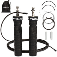 Skakanka bokserska regulowana z łożyskami i obciążeniem - czarna S01